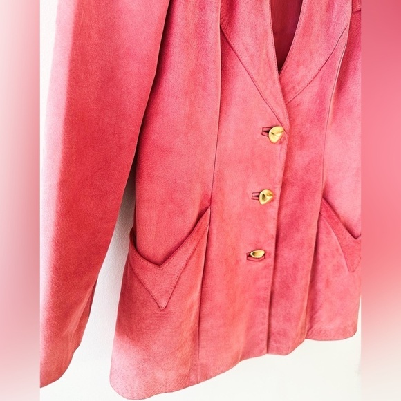 Danier Leather - Suede Jacket & Pencil Skirt Set - Bright Pink - Size 6 - Picture 6 of 15